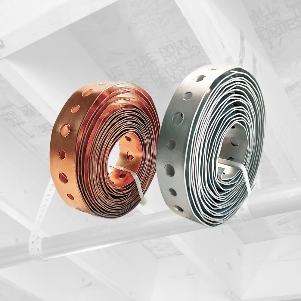 Galvanized alternating nail holes matel hanger strap 3/4 inch 50ft pipe hanger steel strap perforated steel strapping