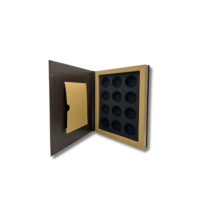 Fashion Coin Display Rigid Box Custom Logo Book Shape Luxury Leather Medal Boxes