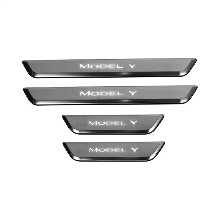 Hot sale car LED luminous welcome pedal logo with light threshold bar for Tesla  model Y 2021