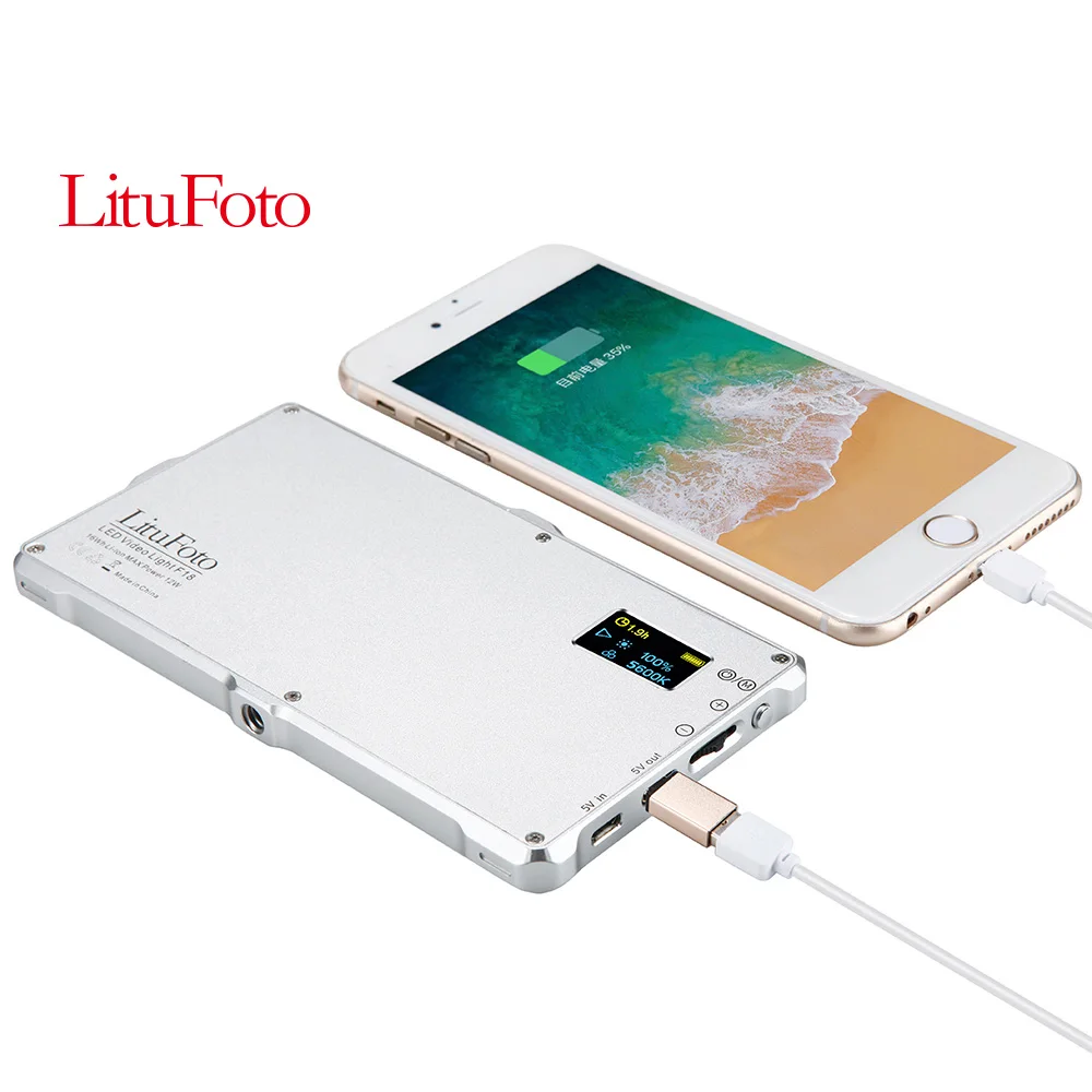 Litufoto F18 Portable Video Light Camera Photography lighting 180 leds Dimmable 3200-5600K with 4040 mAh Battery and lcd display