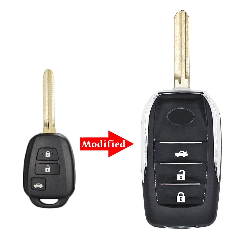 2/3/4 buttons Upgraded flip Remote key shell case fob for TOYOTA Avalon Corolla Camry Prius RAV4 Auris Hilux Land Cruiser TOY43