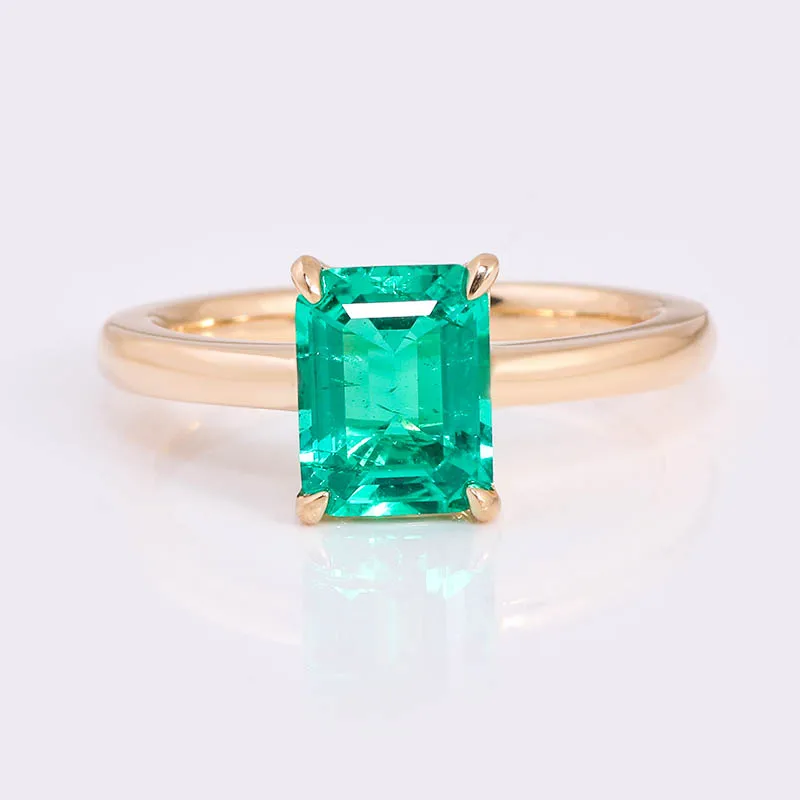 Wholesale price emerald cut lab grown emerald gemstone ring women wedding ring jewelry 14k gold ring custom