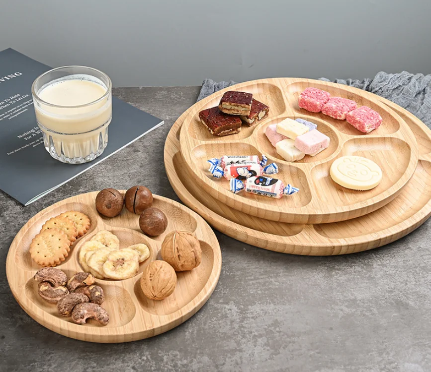 Round bamboo split dinner plate