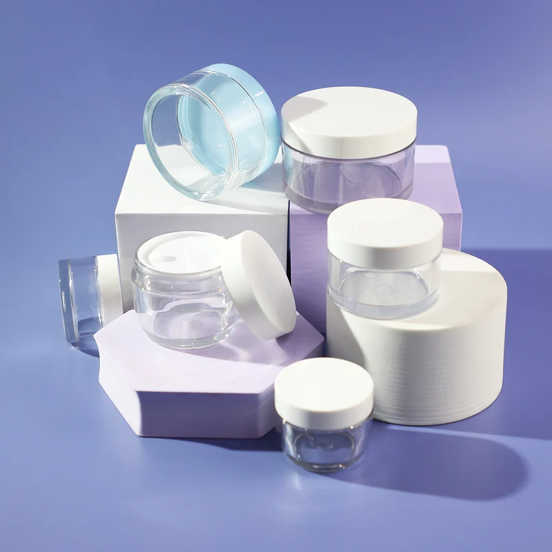 Empty 8oz Thick Wall PET Plastic clear cosmetic jar with lid for cream skin care packaging container