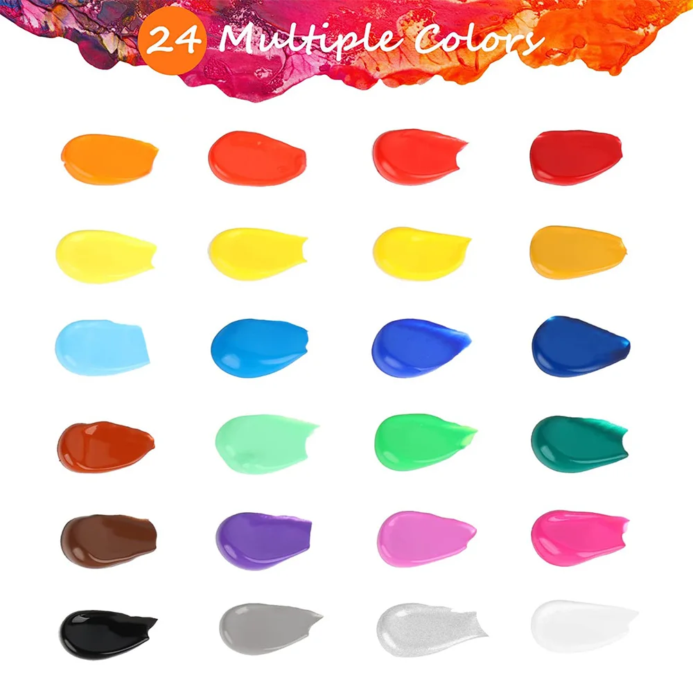 59ML 2OZ  24 Vivid Color Acrylic Paint Set for Canvas Wood Fabric Ceramic Crafts