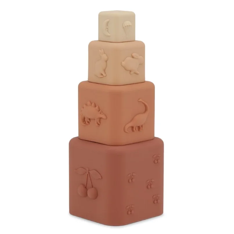 4PC Silicone Stacking Tower & Nesting Cups, Soft Building Stacker Water Bath Toy For Baby Early Learning