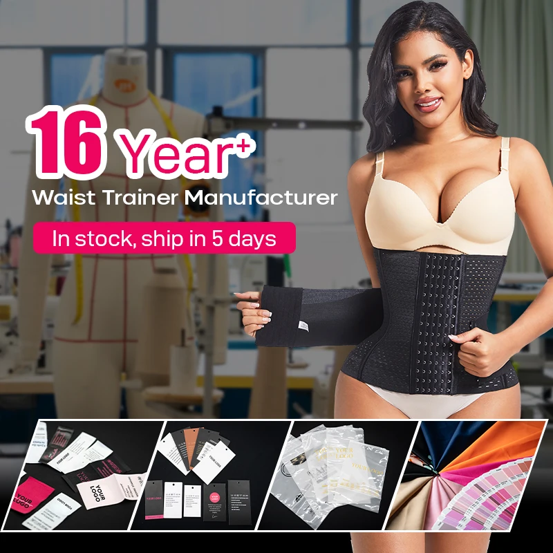 Fajas Colombianas Double Compression Waist Trainer Adjustable Zipper And Hook-Eyes Bone Women Body Shaper Flat Belly Corset