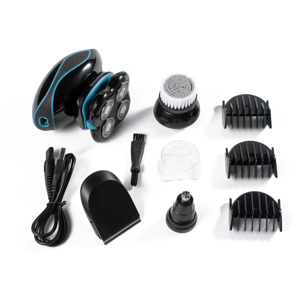 usb  rechargeable  men electric  cordless head 4d shaver balding hair clippers 5 in 1