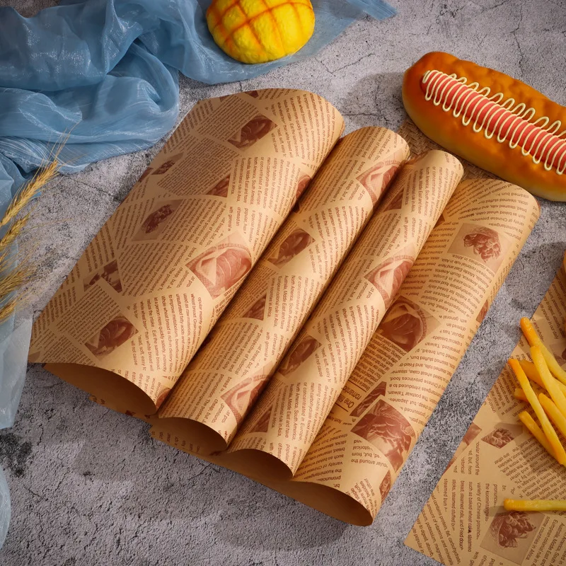 Food Grade Waxed Paper Customize Logo Greaseproof Pe Wax Burger Wrap Paper