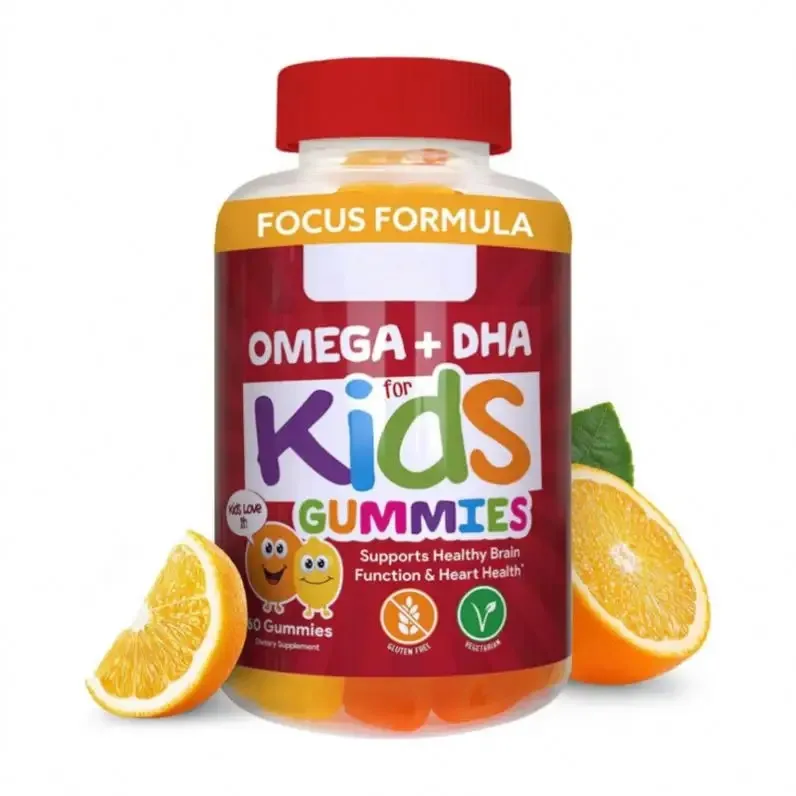 Хит продаж DHA Gummies для детей с Omega 3 6 9 + Vitamin C поддерживает здоровую функцию зрения мозга и поддержку здоровья сердца OEM