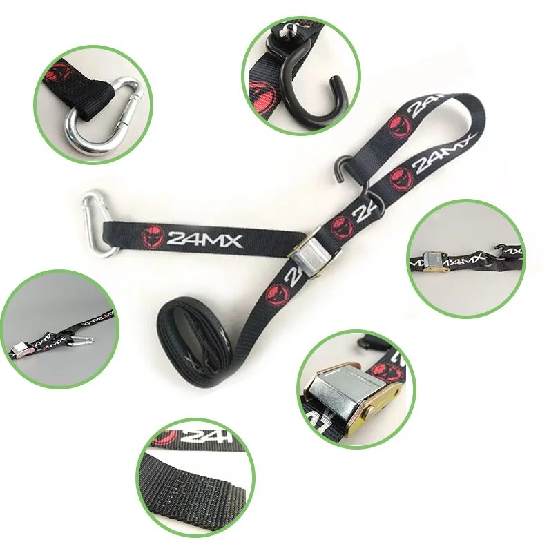 Heavy Duty Lockable Cam Buckle Cargo Belt Lashing Strap Set  Ratchet Motorcycle Tie Down Straps