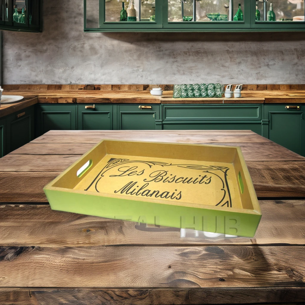 Custom-Size Mango Wood Rectangular Tray with Quotes Colored Serving Tray for Home Use for Tea Serving