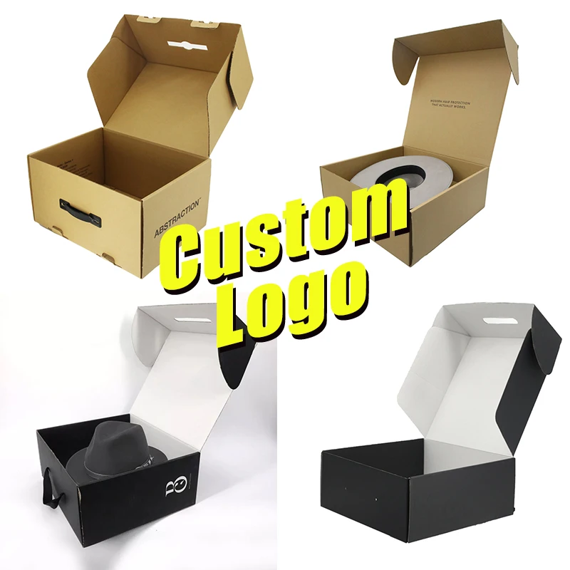 Custom logo free design double layered paper carton gift hat packaging cardboard shipping box fedora hat box