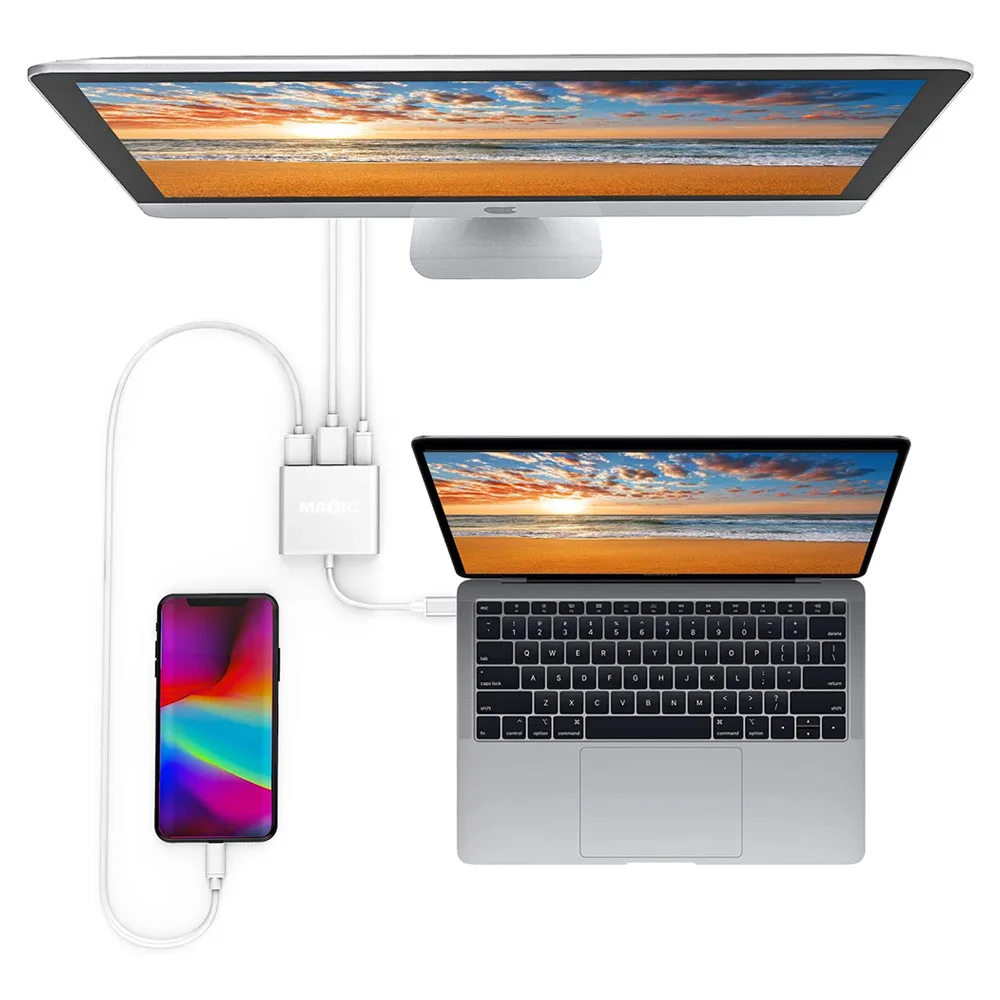 High Speed 3 in 1 USB Type C Hub Multi Port Adapter with 4K HDMI USB 3.0 and PD for MacBook Chromebook and Nintendo Switch