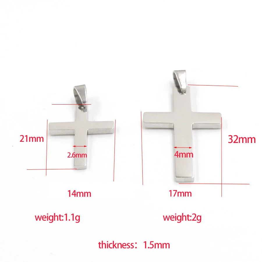 Stainless Steel Mirror Polished Jesus Christ Cross Charms Fashion Cross Charm Pendant for DIY Jewelry Making