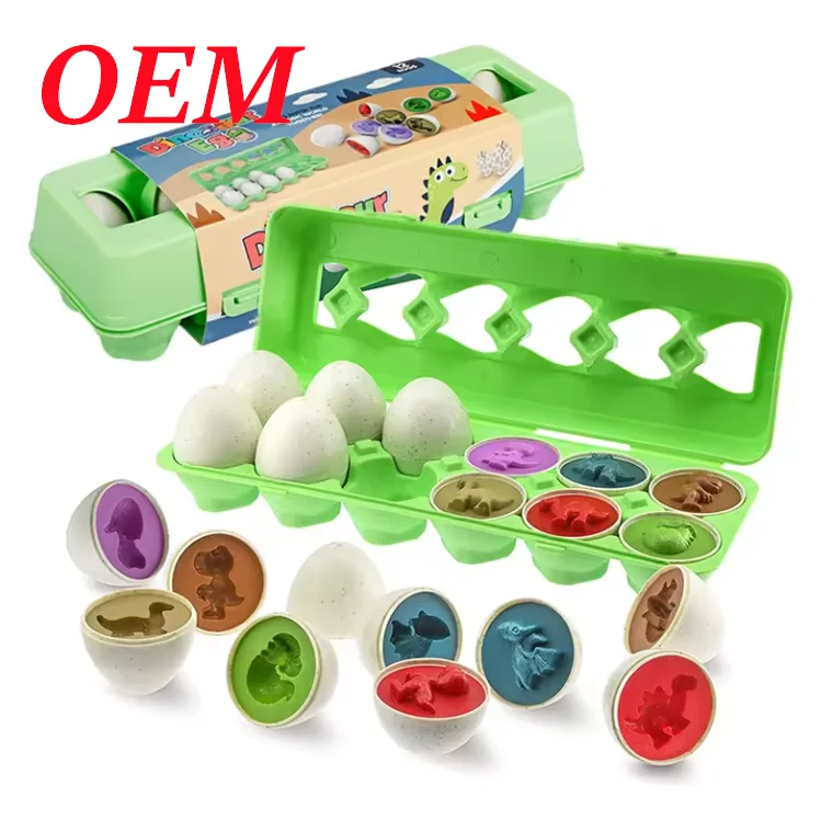 Custom Color Shape Recoginition Sorter Puzzle Easter Eggs Dinosaur Matching Eggs Toys for Kids