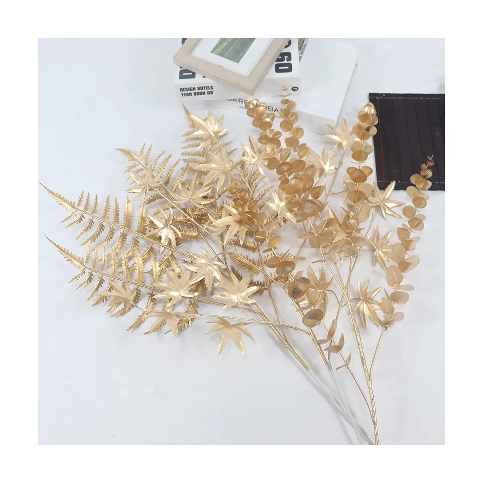 Sell like hot cakes Artificial flowers for the wedding party golden simulation flower  Plastic Handmade gold centerpiece tall