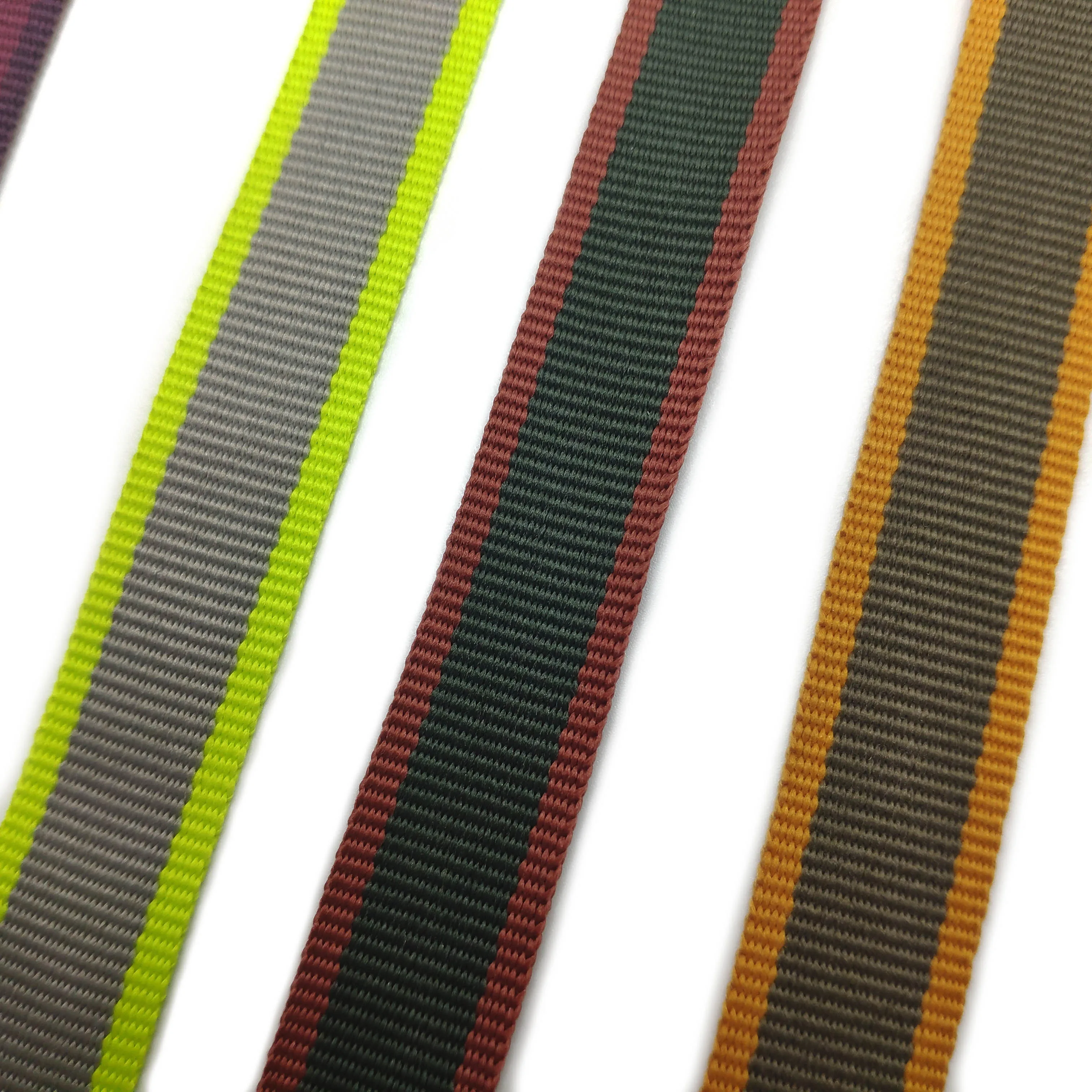 Manufacturer Custom Durable Inter Color Jacquard Ribbon Webbing Transverse stripe Polyester Width 16 mm Backpack Clothes Decor