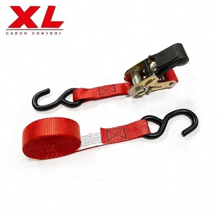 heavy duty logistics straps 1 inch ratchet tie down cargo strap with s hook