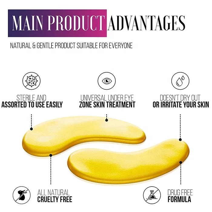 
OEM/ODM 24K Gold Collagen Under Eye Mask Dark Circle Remove Eye Mask Patches 