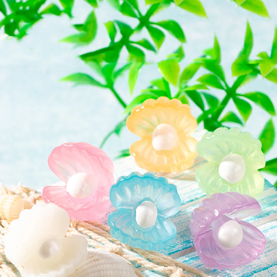 10 pcs/set Luminous Glowing Resin Shell Ornaments for Fishbowl Garden Yard Landscape Decorations Figurine Desktop Decor