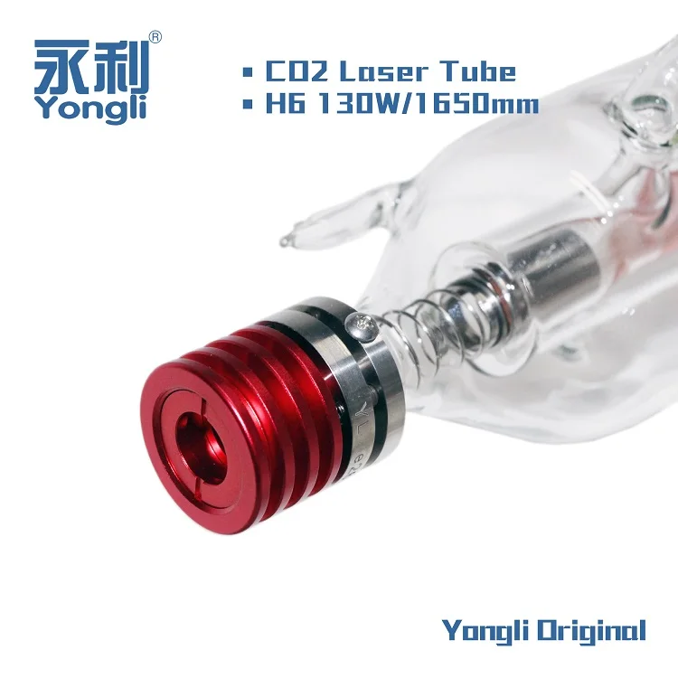 Top Manufacturer Yongli Customizable CO2 Laser Tube 130w 160w H6 for Metal Acrylic Wood Stone Materials Engraving