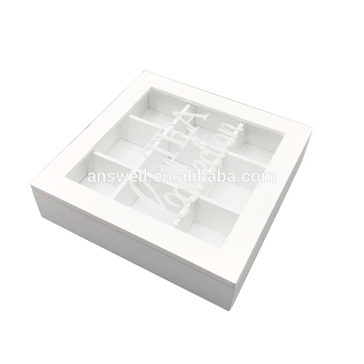 Wooden Nine-Pack Tea Packaging Box With Transparent Lid