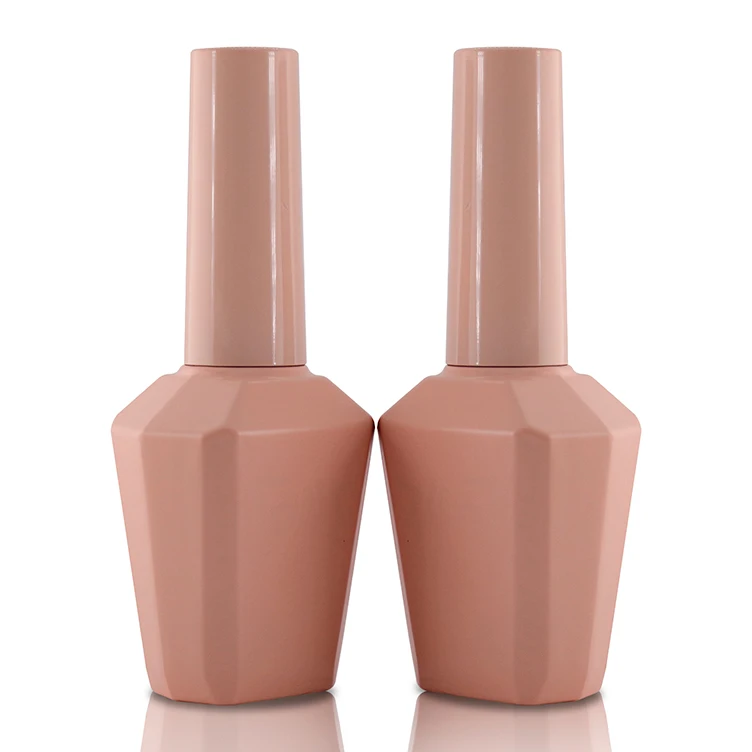 OEM wholesale matte white pink packaging unique high-end customized empty cosmetic glitter gel nail polish glass bottle luxury
