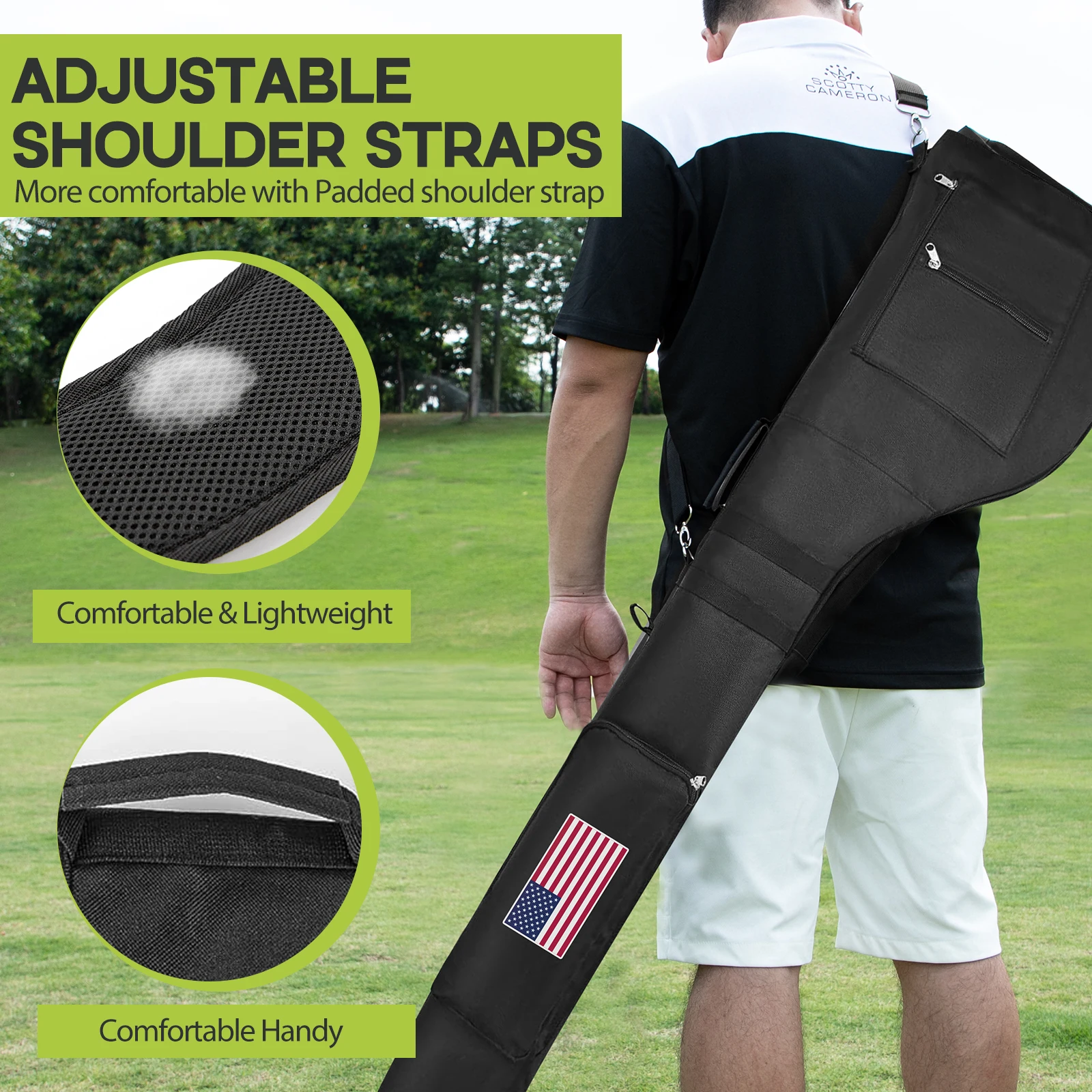 Latest Design USA Flag Mini Golf Carry Gun Bag Nylon Waterproof Golf Sunday Bag Lightweight Golf Club Carry Bag