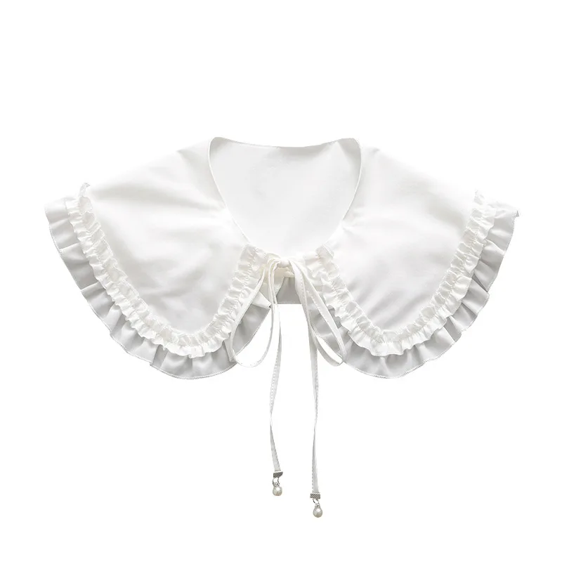 TAPA-8R114   Half Shirts Neckline detachable ruffled collar Black White Blouse Chiffon False Collar for Women Shirts accessories