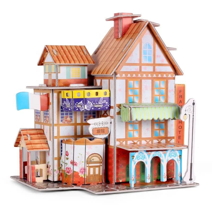 High Quality Toy 2mm EPS Puzzle 3d Paper Model House 3d Puzzle Jigsaw