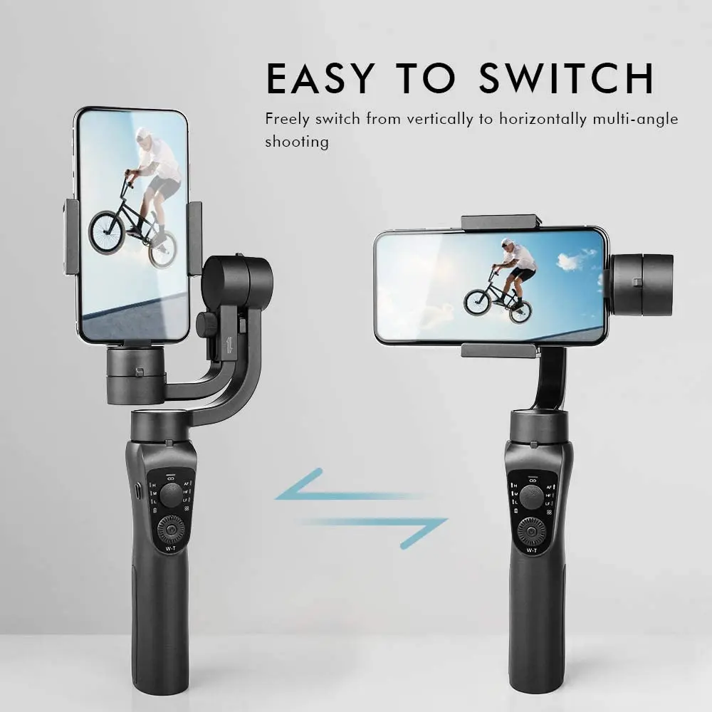  3-х осевой ручной шарнирный стабилизатор для камеры GoPro смартфонов на платформе Android спортивные начальном этапе уход за кожей лица объект отслеживания