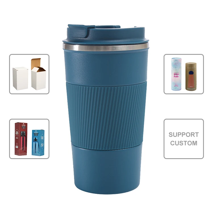 Stainless Steel Vacuum Cup Mug Custom logo Reusable Travel Coffee Tumbler With Silicone Sleeve Thermos Thermal Insulated Double