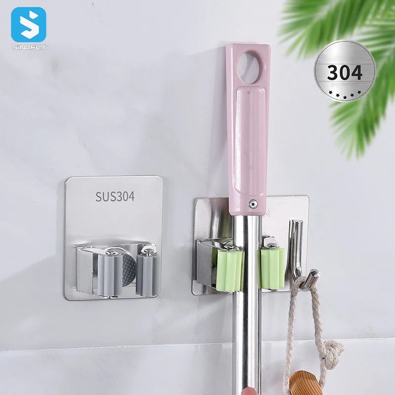 Wholesale Multi Function Mop Wall Mounted Hook Hanger Bathroom Hanging Wall Hook Sticky Hook