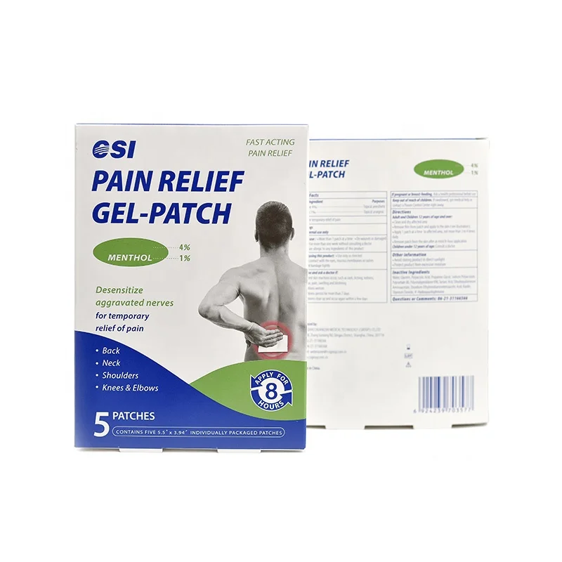 CSI GMP Grade Hydrogel Muscle Ache Sore Relief Medicated Patches for pain