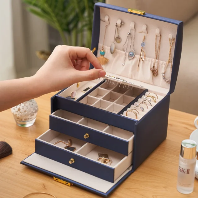 Factory wholesales custom pu leather jewelry storage box travel box jewelry cases