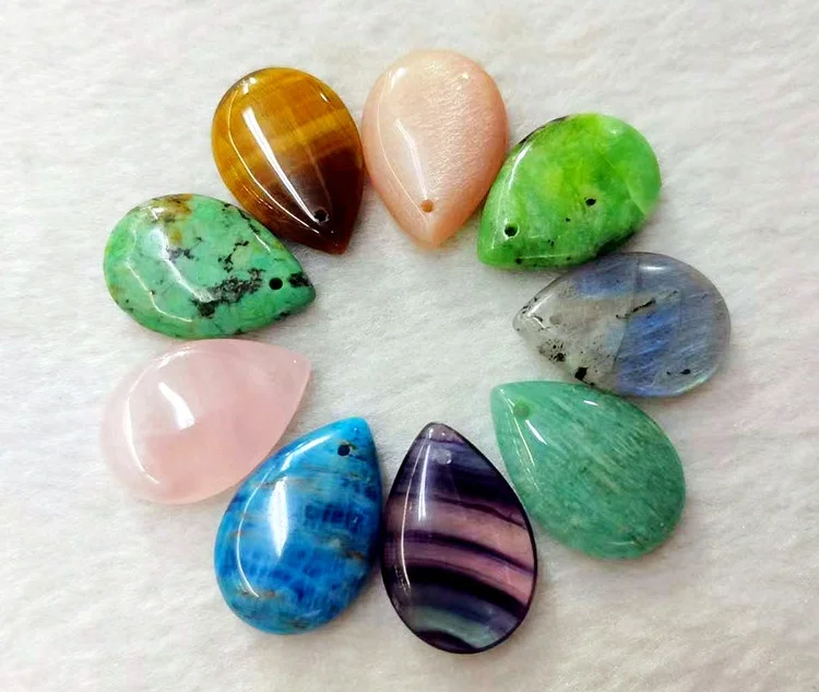 Natural  Gemstone Apatite Rose Quartz  Labradorite Africa Turquoise Amazonite Sunstone Fluorite Pendant Jewelry Making earring