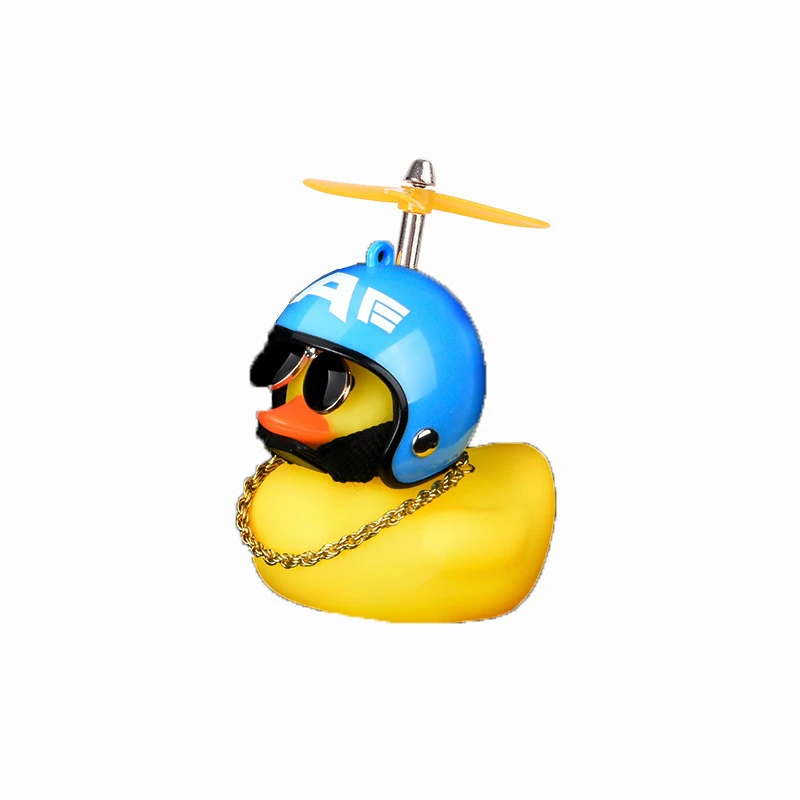 Car Rubber Duck Toy With Helmet Broken Wind Pendant Small Yellow Duck Car Dashboard Ornaments Cool Glasses Duck