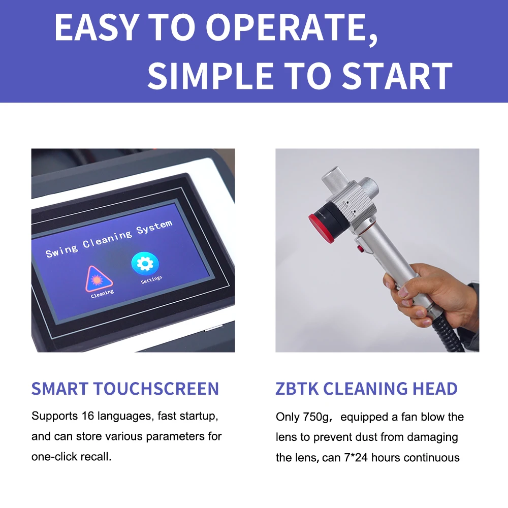 Pulse Laser Cleaner Machine 100W-500W Range Easy to Operate Removes Rust from Wood & Rust for Aluminum Stainless Steel Home Use