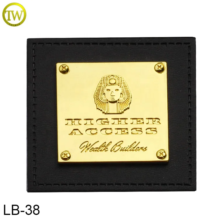 New Design Round Name Metal Leather Jeans Label/gold Leather Patch logo Guangzhou Made
