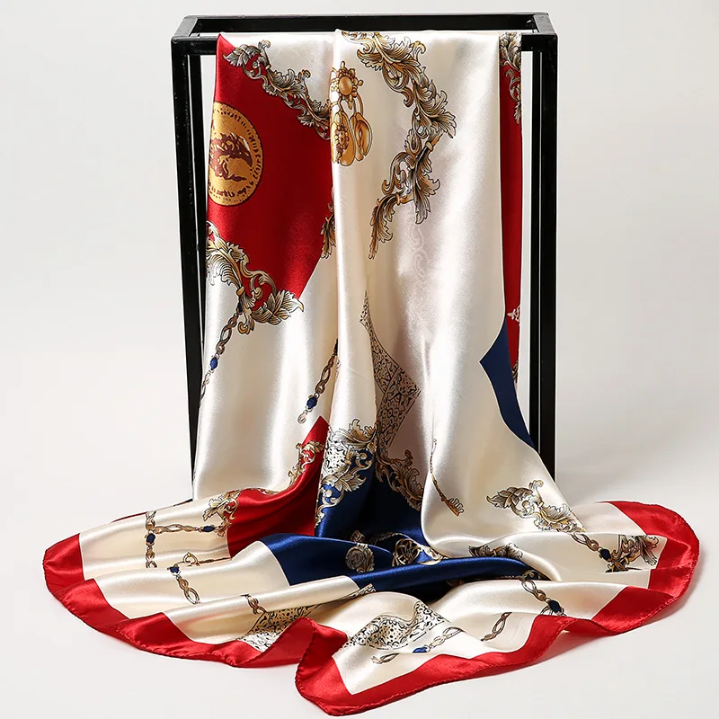 Fashion Chinese style 90x90 Silk Scarf Floral Square Scarf Spring Autumn New Twill Silk Shawl Scarf