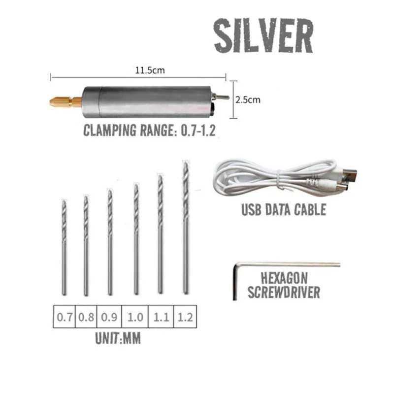 Handheld Mini Electric Drill Epoxy Resin Jewelry Making Wood Craft Engraving Pen Tool DIY Portable Micro USB Electric Hand Drill