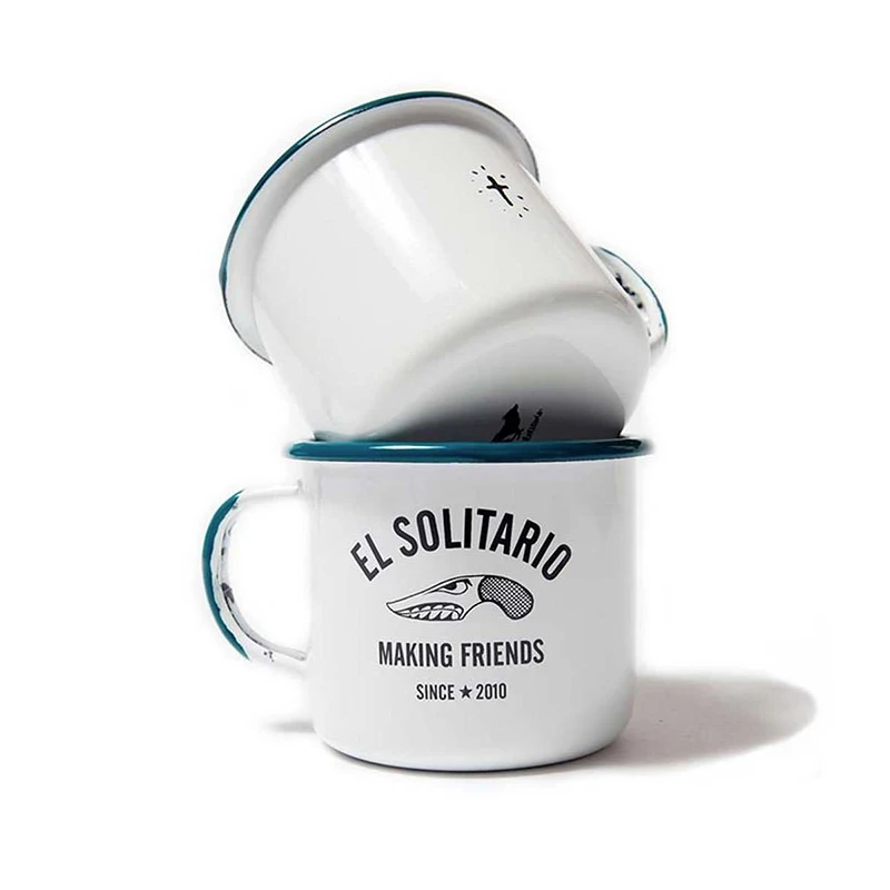 Kids small size 8oz 250ml china wholesale personalized logo aureate golden gold rim edge enamel metal beer cup mug with ss lip