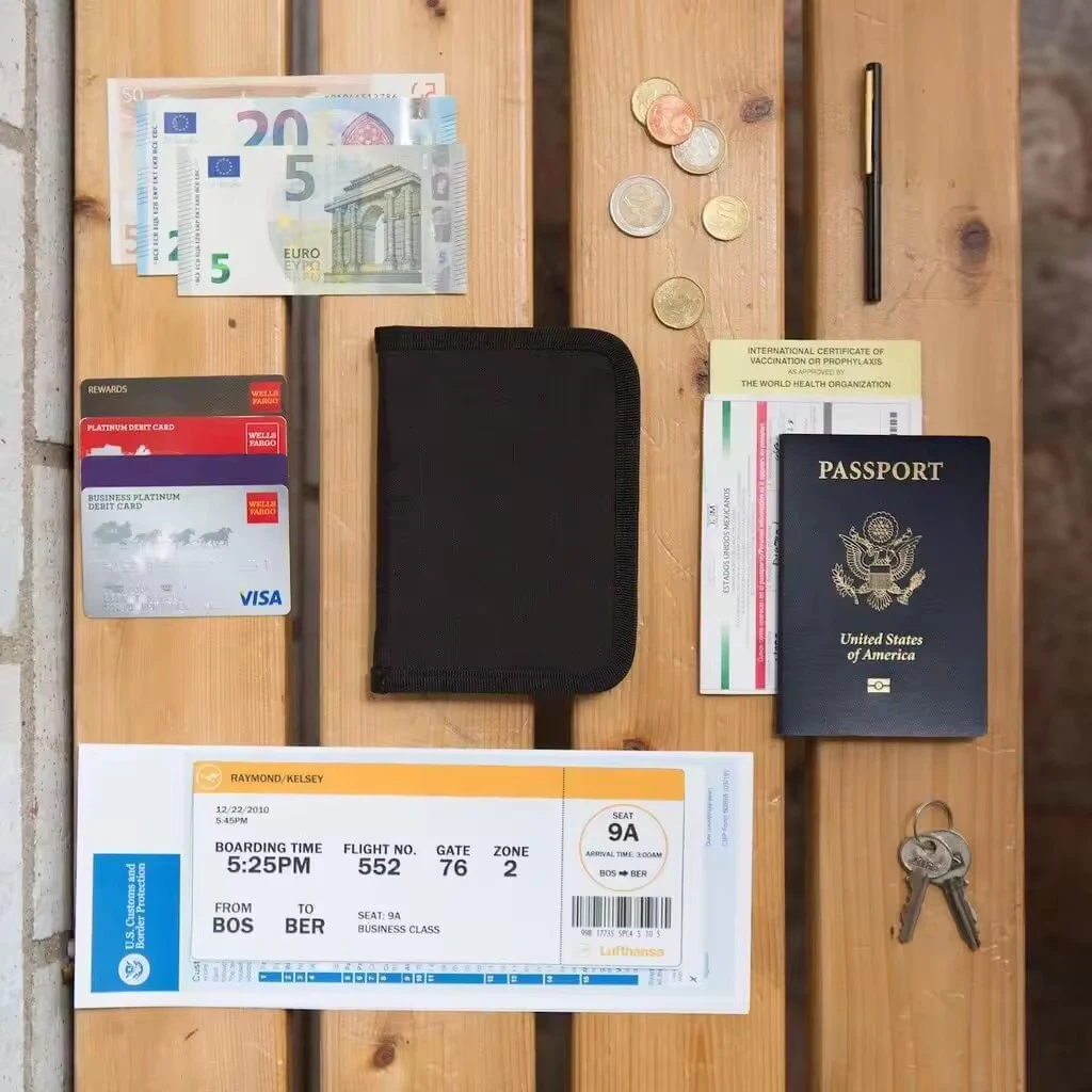 RFID blocking passport holder travel wallet document security bags