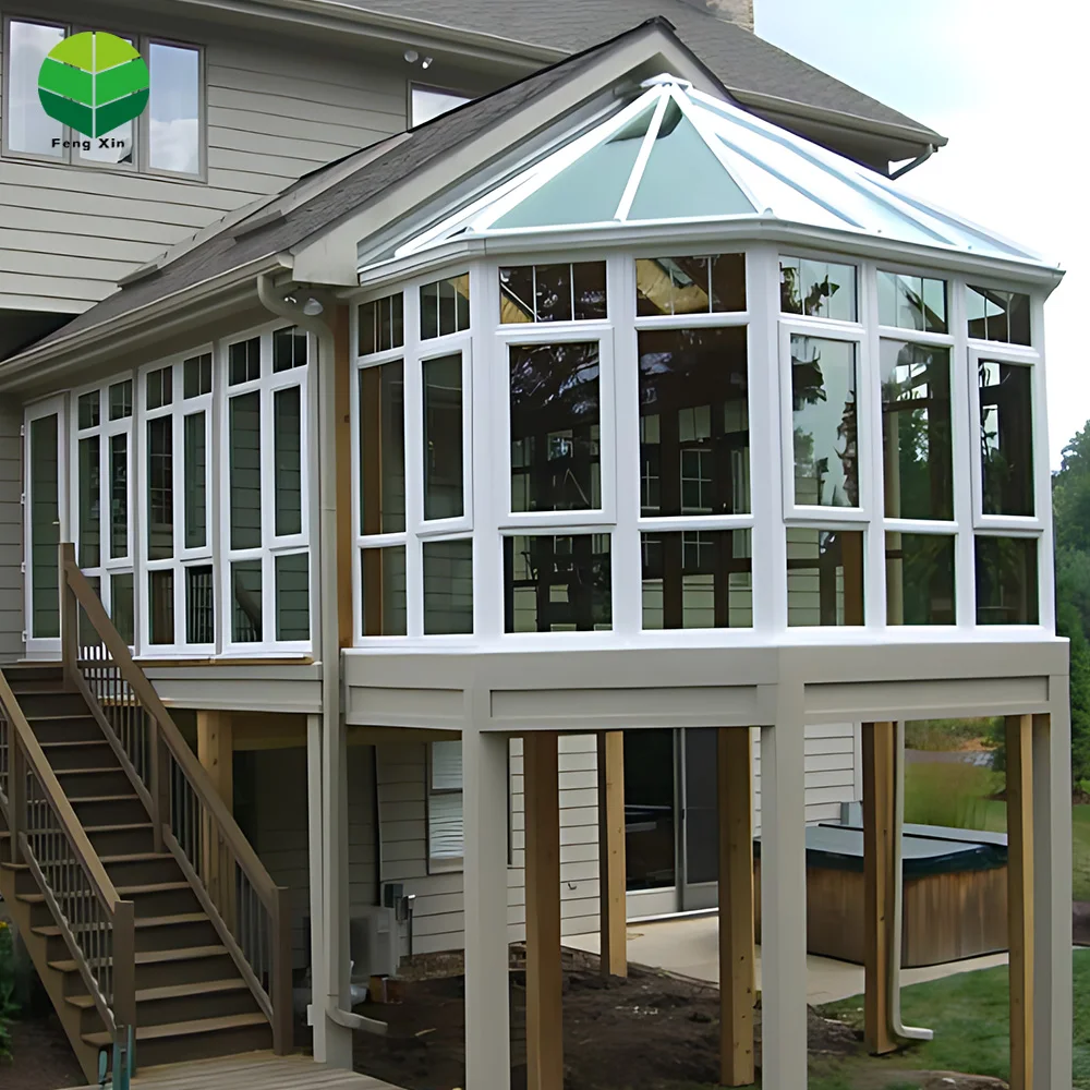 Sunrooms & Glass 0utdoor алюминиевые дома солярий 4 сезона 12X20 современные виллы изоляционное стекло Fengxin Arc 3D модель дизайна