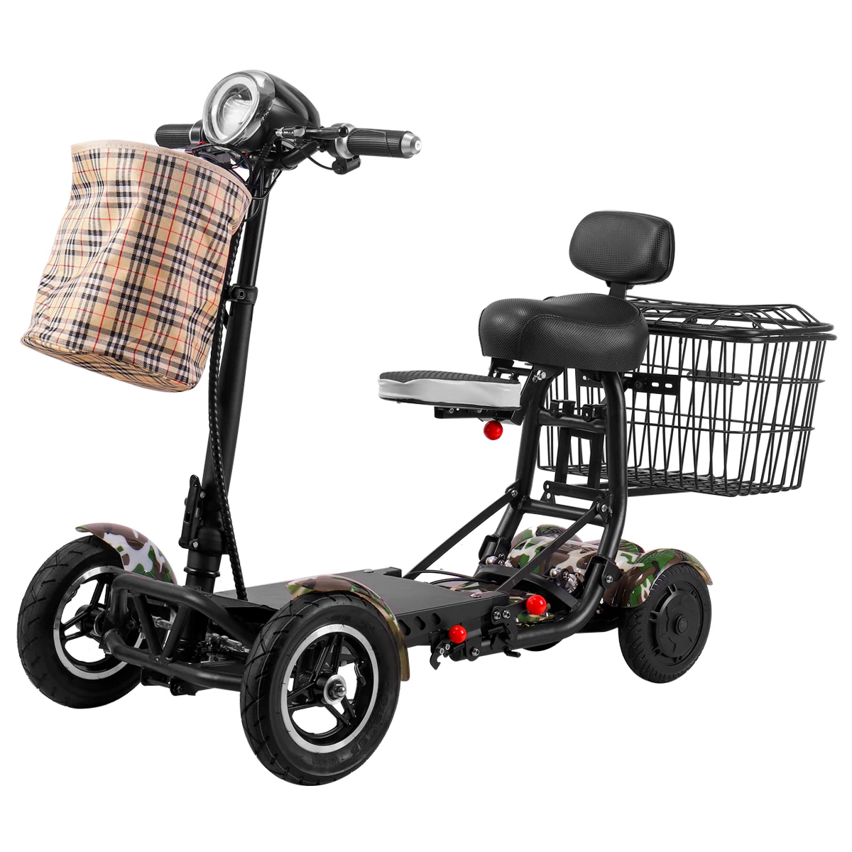 long range  double seat 250w  low speed portable 4 wheel mobility electric scooters  city bike  10 inch