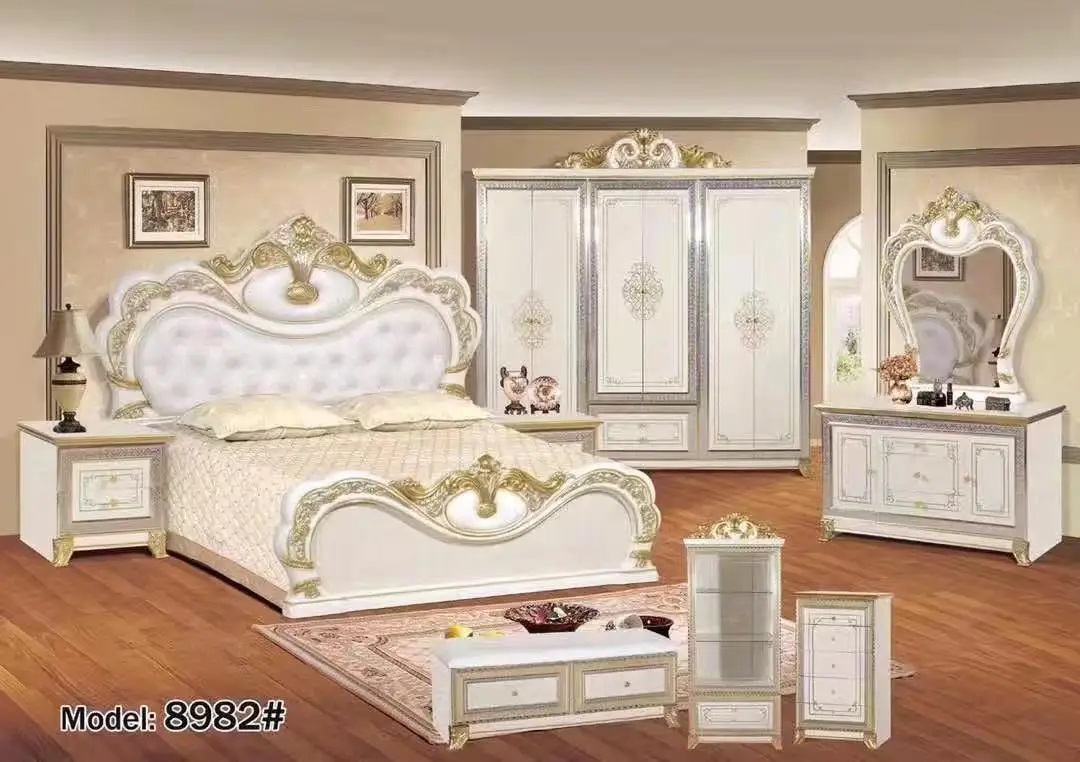Luxury gold bed set bedroom furniture king size adult bed wholesale bed for adult