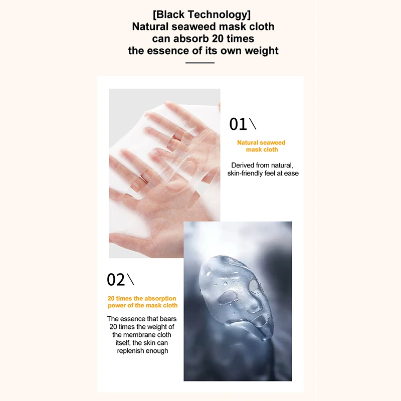 
Hot selling firming nourishing lightening repair ampoule facial ma-sk sheet natural seaweed ma-sk fabric facial ma-sk 