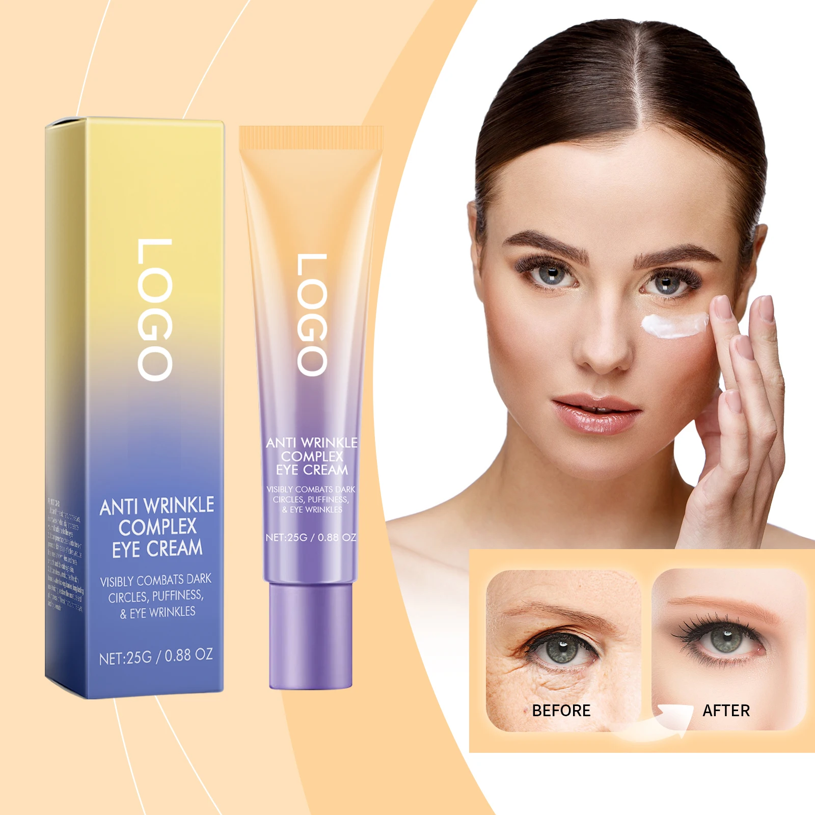 Private Label Vegan Retinol Eye Cream Remove Dark Circles Bag Wrinkle Removal Anti Aging Retinol Eye Cream for face care