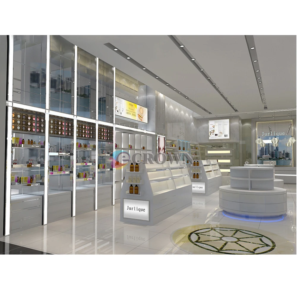 Shop perfume display cabinet design makeup Fake Two Veil retail cosmetic shop